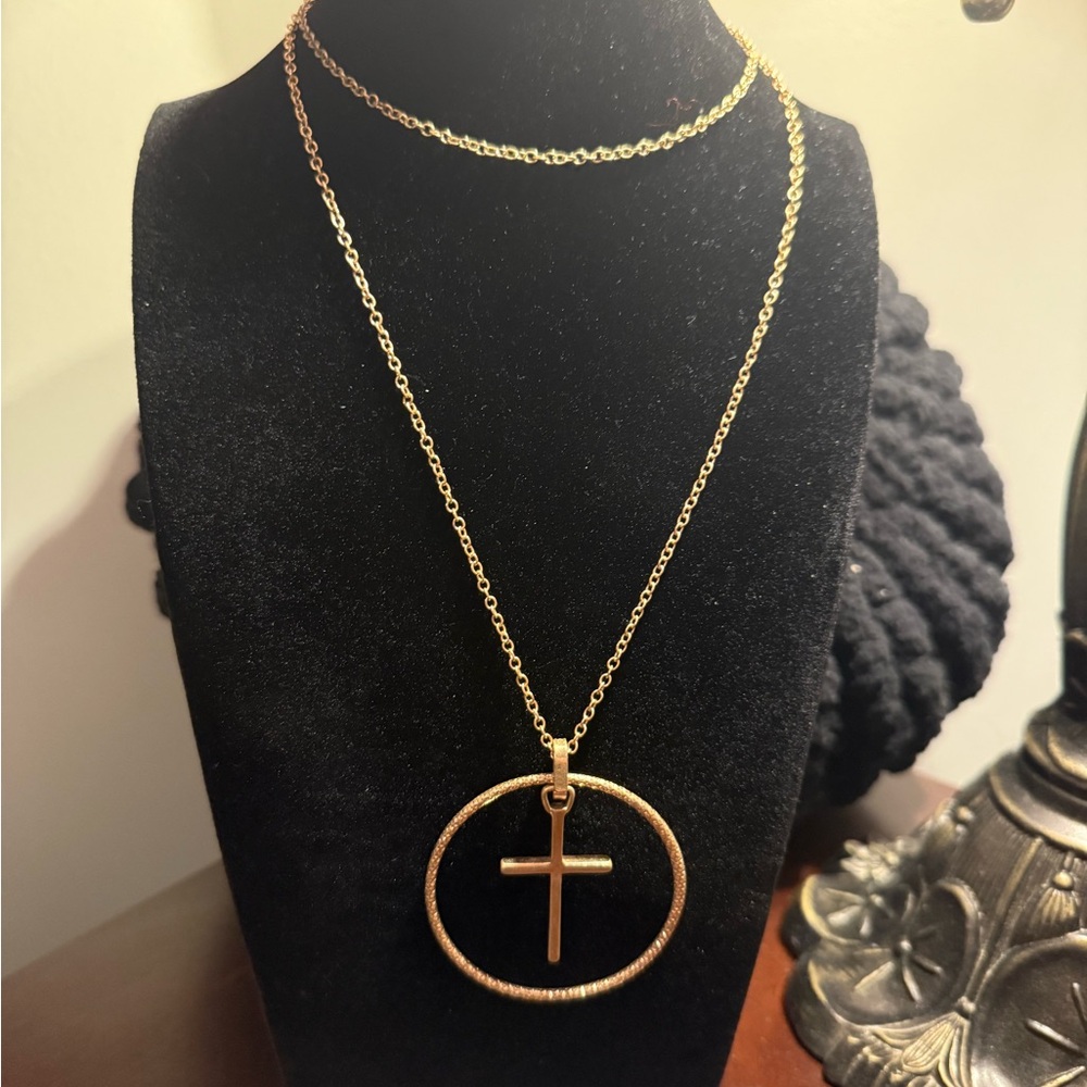 Gold Cross Pendant Necklace